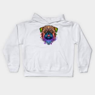 Cute Brussels Griffon Puppy Dog Colorful Artwork Kids Hoodie